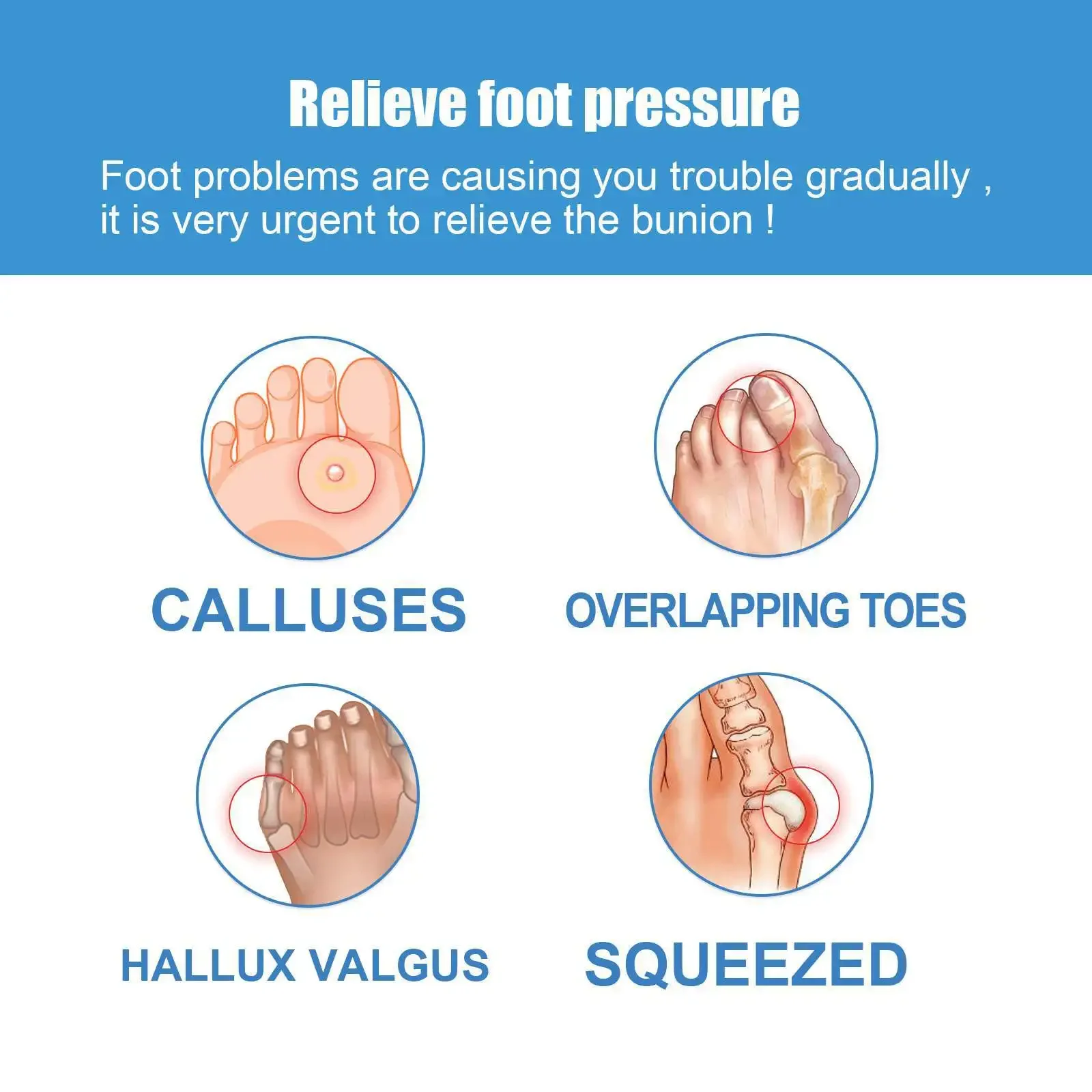 Silicone Toe Separator Bunion Orthotic Protector Hallux Valgus Corrector Pain Relief Forefoot Pad Foot Care Tool