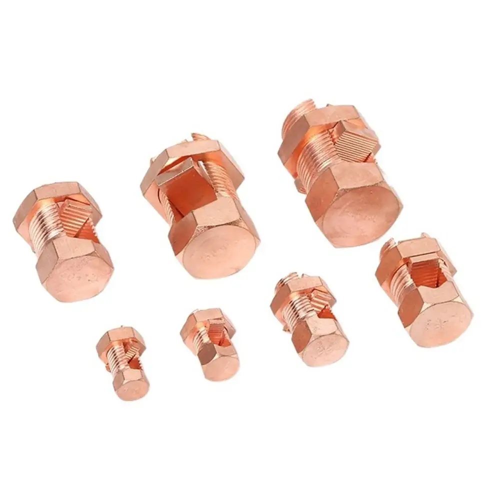 Antenna Grounding Connector Copper Split Bolt Connector Rose Gold Cord Bolt Copper Bolt Clamp Cable