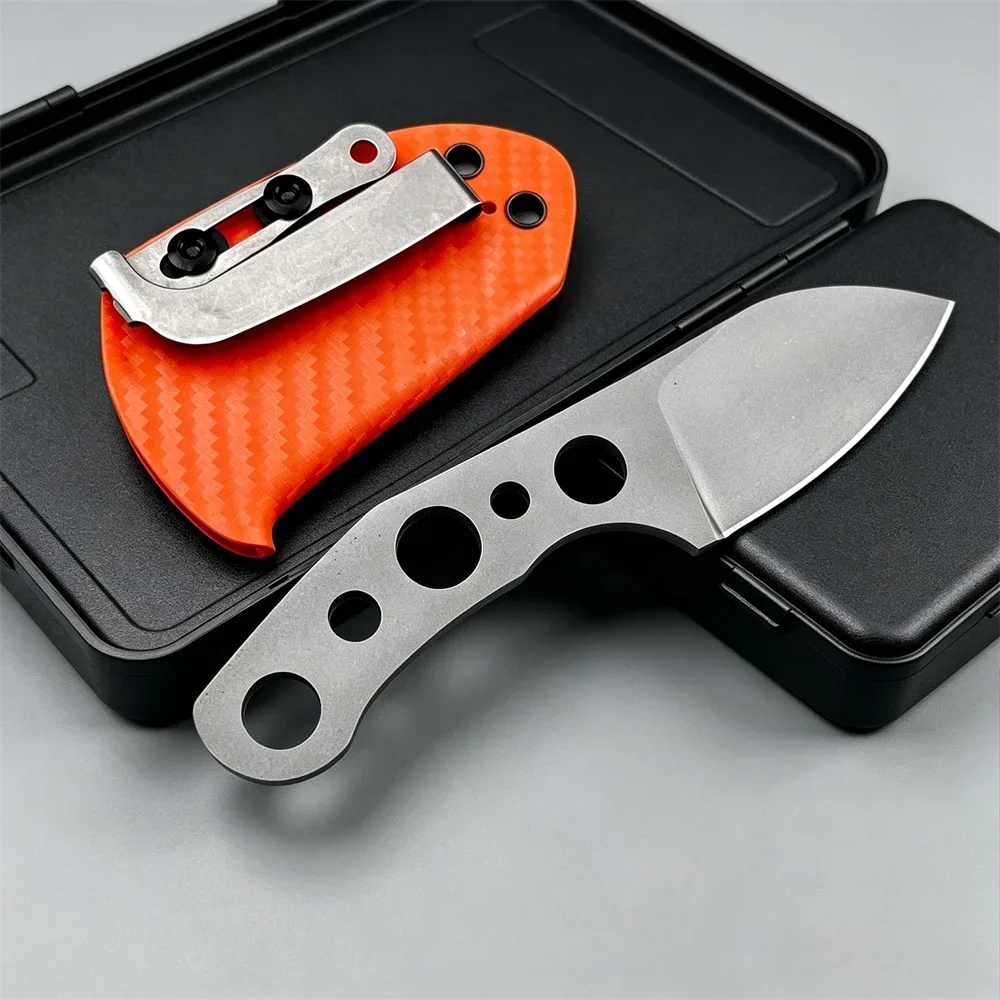Cuchillo EDC de hoja fija GMF1, herramienta de corte portátil con funda naranja, ideal para actividades al aire libre, caza, acampada y uso diario.