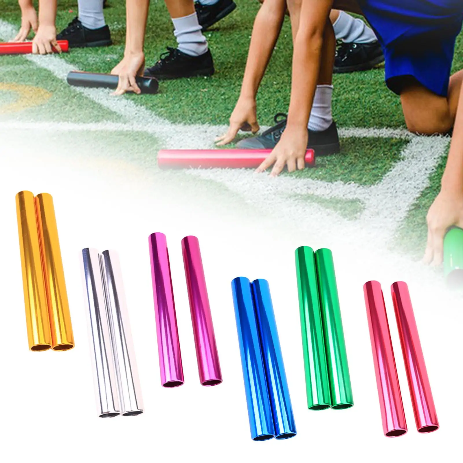 

2Pcs Aluminum Alloy Relay Sticks Game Sports Tools Impact Resistant Practical Indoor Outdoor Running Race Sticks Track Sticks