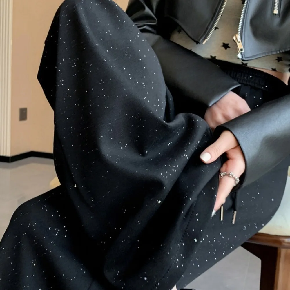 

Soft Y2K Wide Leg Loose Pants Straight Ice Silk Casual Drawstring Pants Shiny Streetwear High Waist Trousers Lady