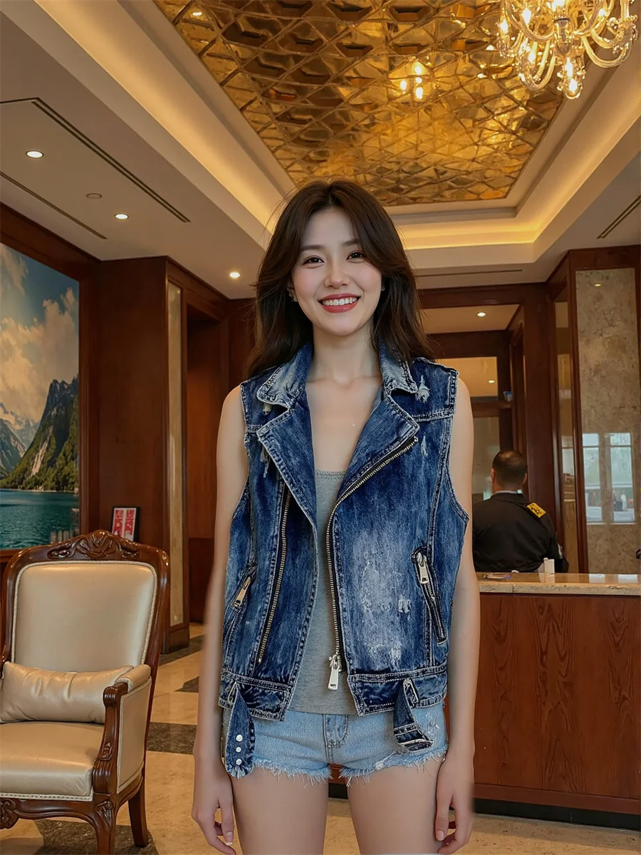 

Women'S Waistcoats Vests For Woman Winter Black Blue Denim All-Match Quilted Sleeveless Fashion Casual Simple Ladies Elegant