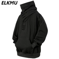 Streetwear Techwear Hoodie Oversized Hooded Sweatshirts High Neck Fashion Men Hoodies Pullovers Y2K Hip Hop Loose Casual Hoodies