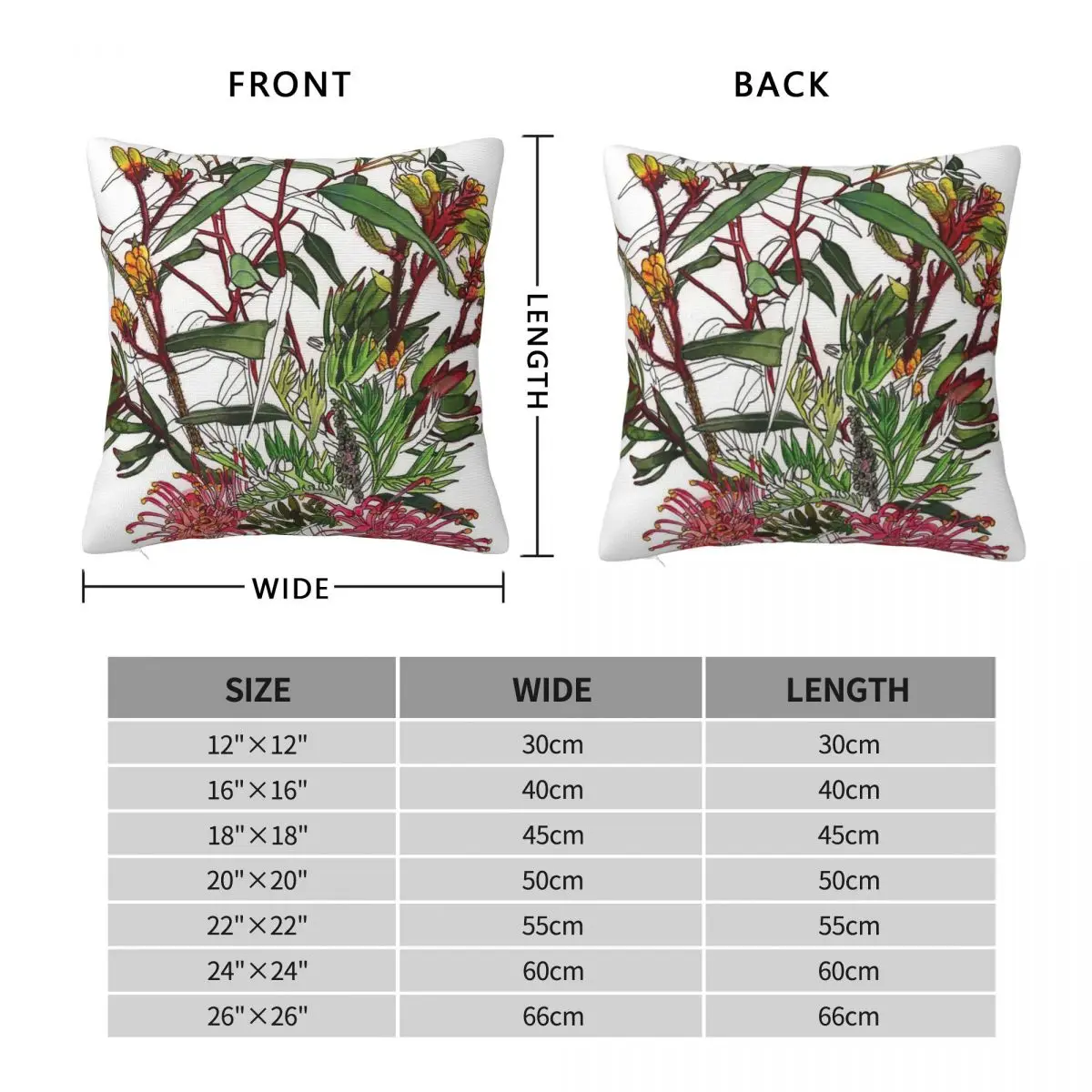 Australian Native Flower Pillowcase Polyester Linen Velvet Printed Zip Decor Sofa Cushion Cover
