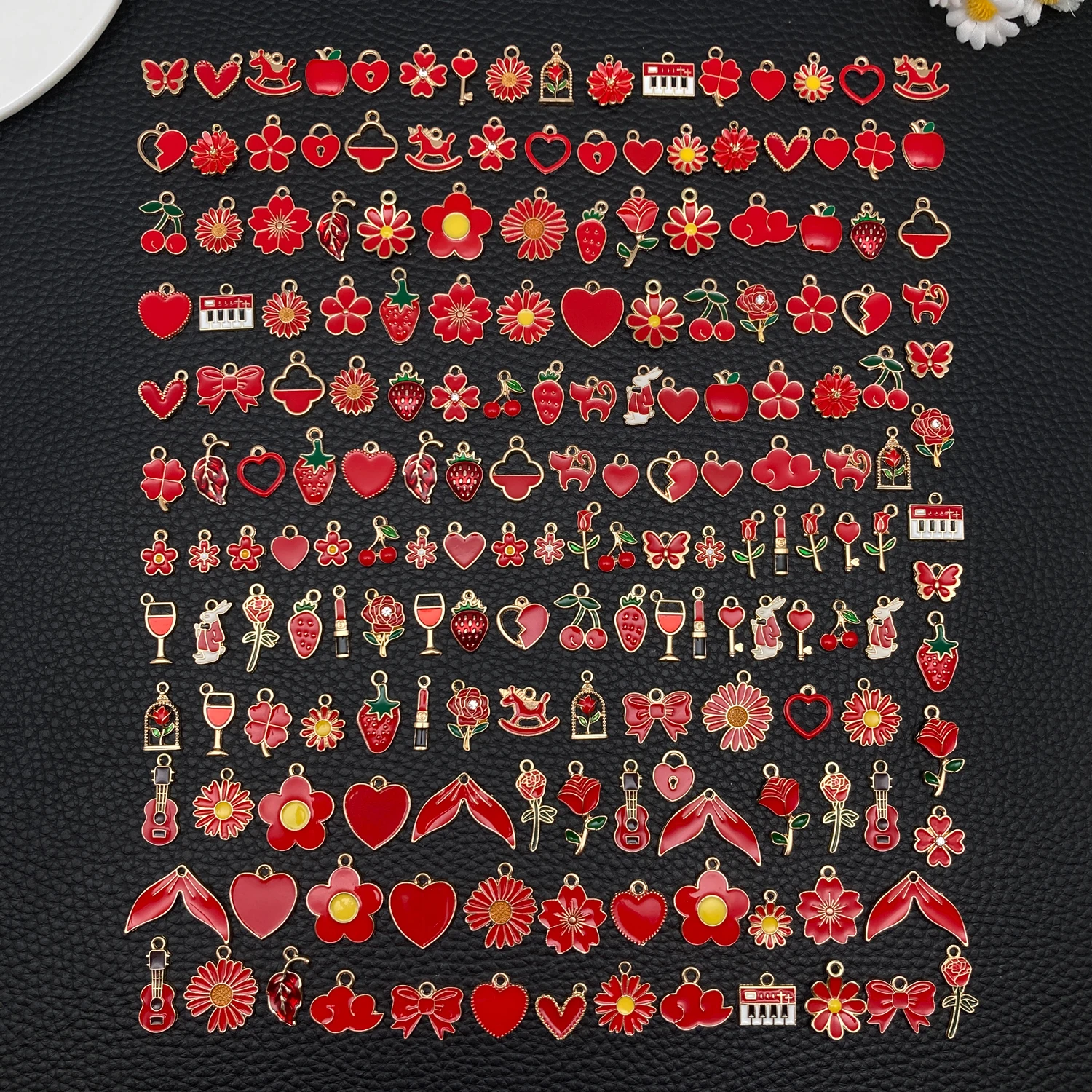 20/50/100pcs Bright Red Charm Assortment - DIY Craft Materials for Handmade Earrings, Bracelets, Necklaces & Keychain/Bag Access - view 4
