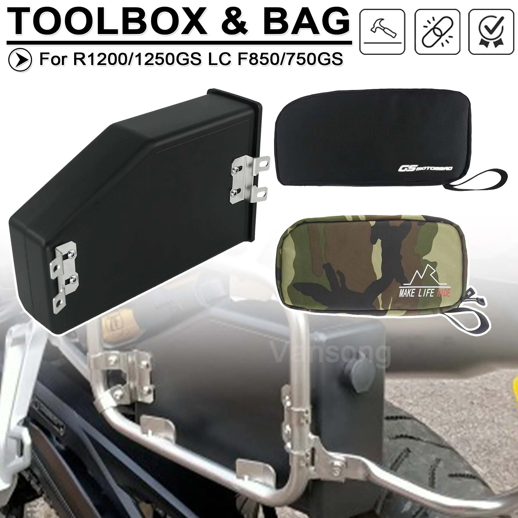

Для BMW R 1200 1250 GS ADV LC F850 F750 GS Для TRK502 Ящик для инструментов для мотоцикла Внутренняя сумка Пластиковый ящик для хранения инструментов Декоративный чемодан