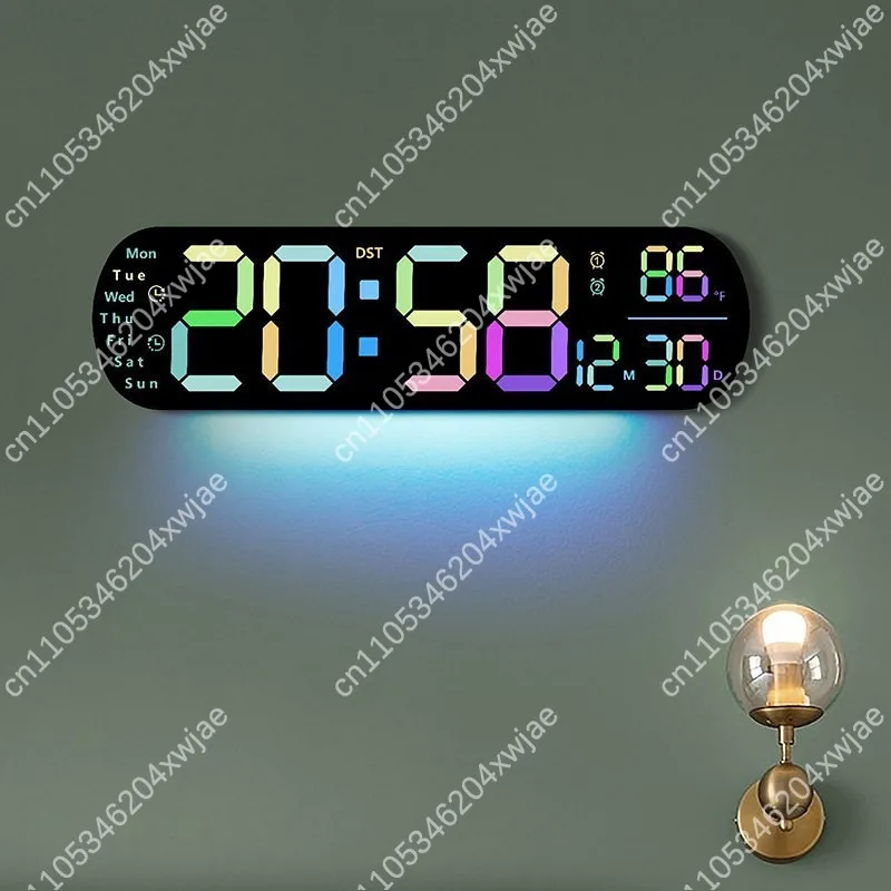 Modern Simple New Chinese Wall‑Mounted Clock LED Perpetual Calendar Digital Clock For Living Room Dorm Household Decoration