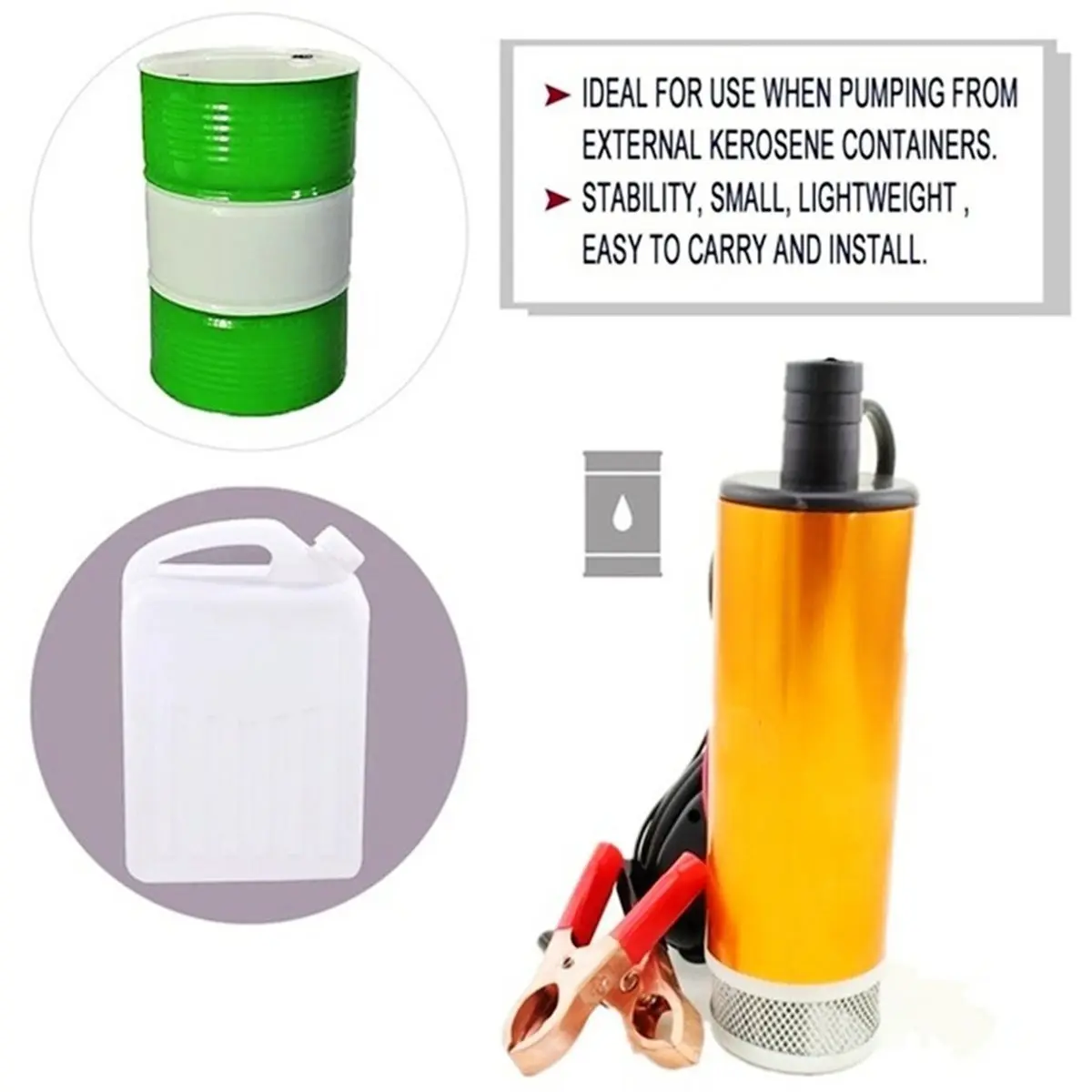 PHONE&GEAR For Oil Pump 24V Refueling Nozzle Combination Kit Electric Submersible Pump with 5-Meter Steel Wire Pipe