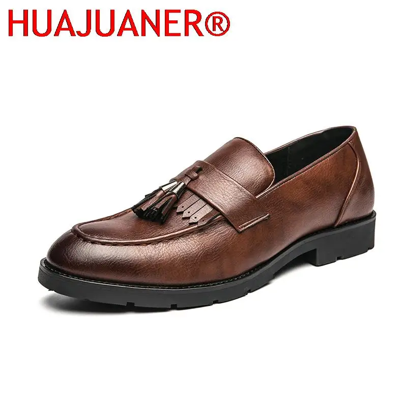 New Brand Men Dress Shoes Fashion Wedding Office Footwear Pu Leather Casual Loafers Men's Oxford Slip on Comfy Men Formal Shoes