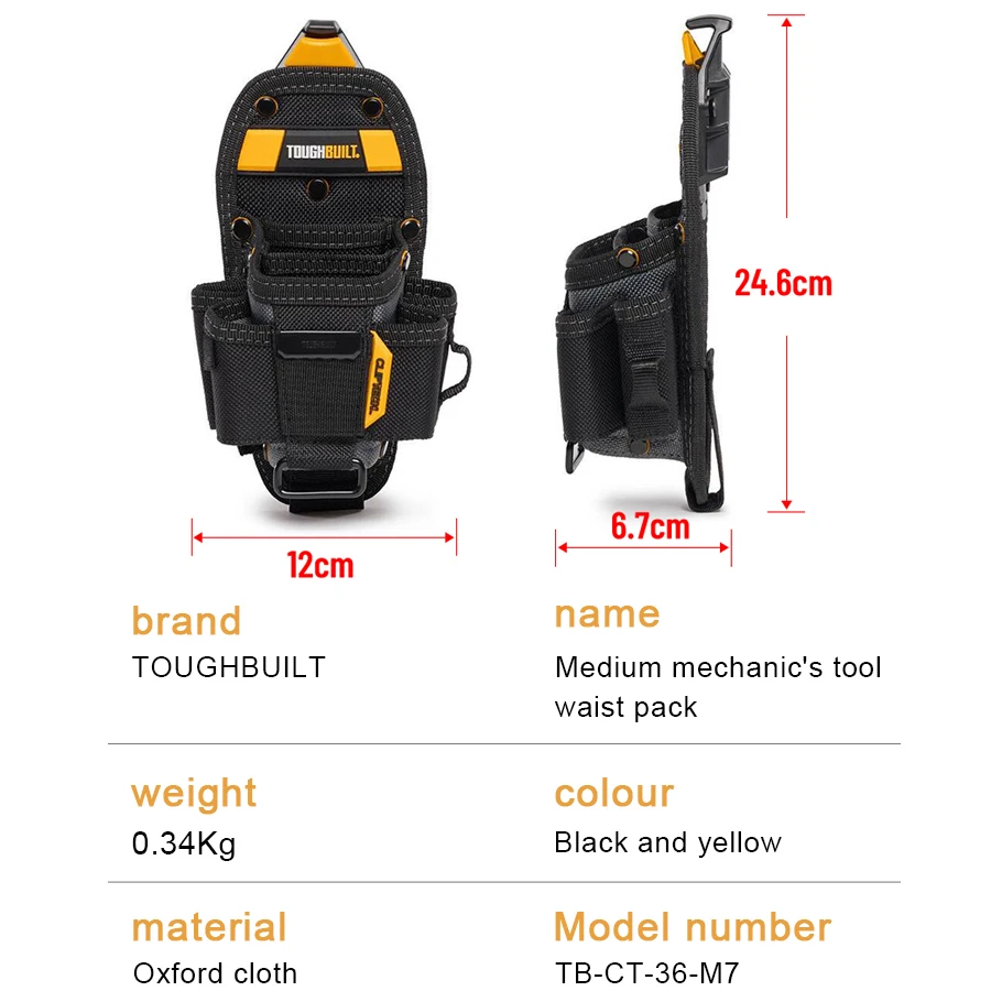 Robuster TB-CT-36-M7-/TB-CT-36-L7 techniker 7-Taschen-Beutel-mittel/groß kombiniert mit Clip-Werkzeug gürtel Multi-Tool-Taillen packung