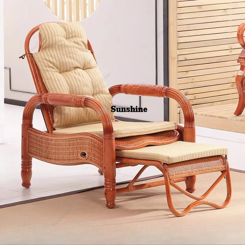 Folding lunch break couch, lazy leisure balcony rattan chair recliner