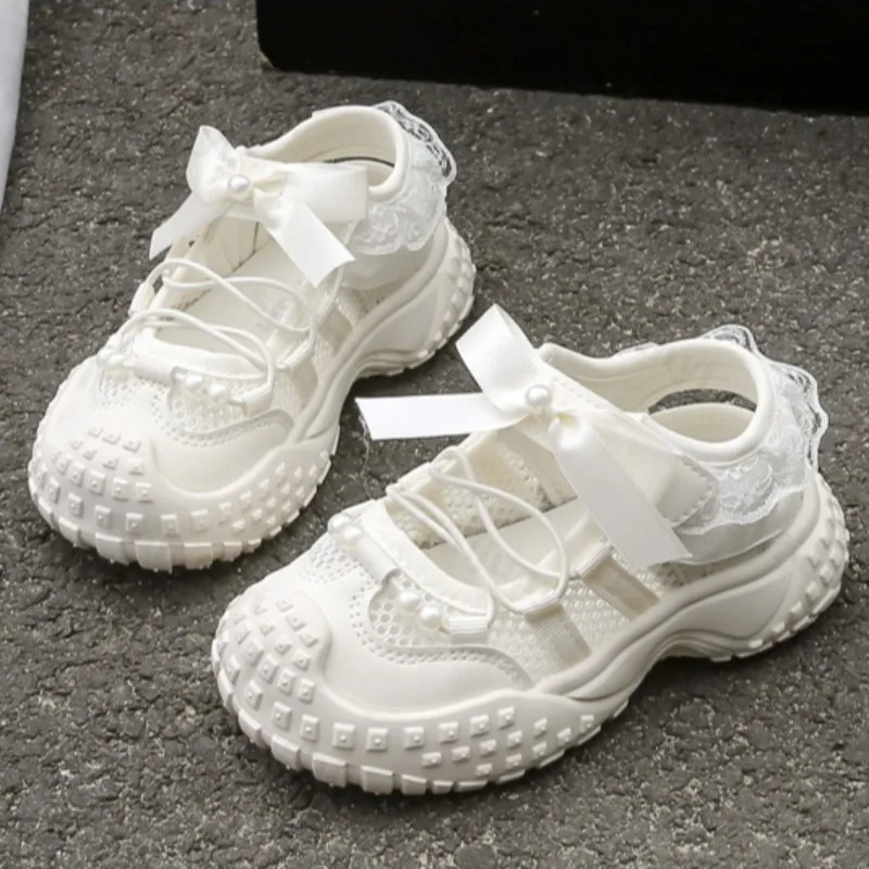 

Girls Casual Sandals 2025 Fashion Breathable Outdoor Children Sports Shoes Lace Non-slip Kids Running Shoes Toddler Sneakers