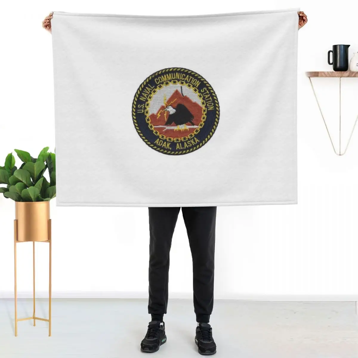 

US Naval Communication Station Adak Alaska Throw Blanket Warm Accent Blanket for Living Room Decoration