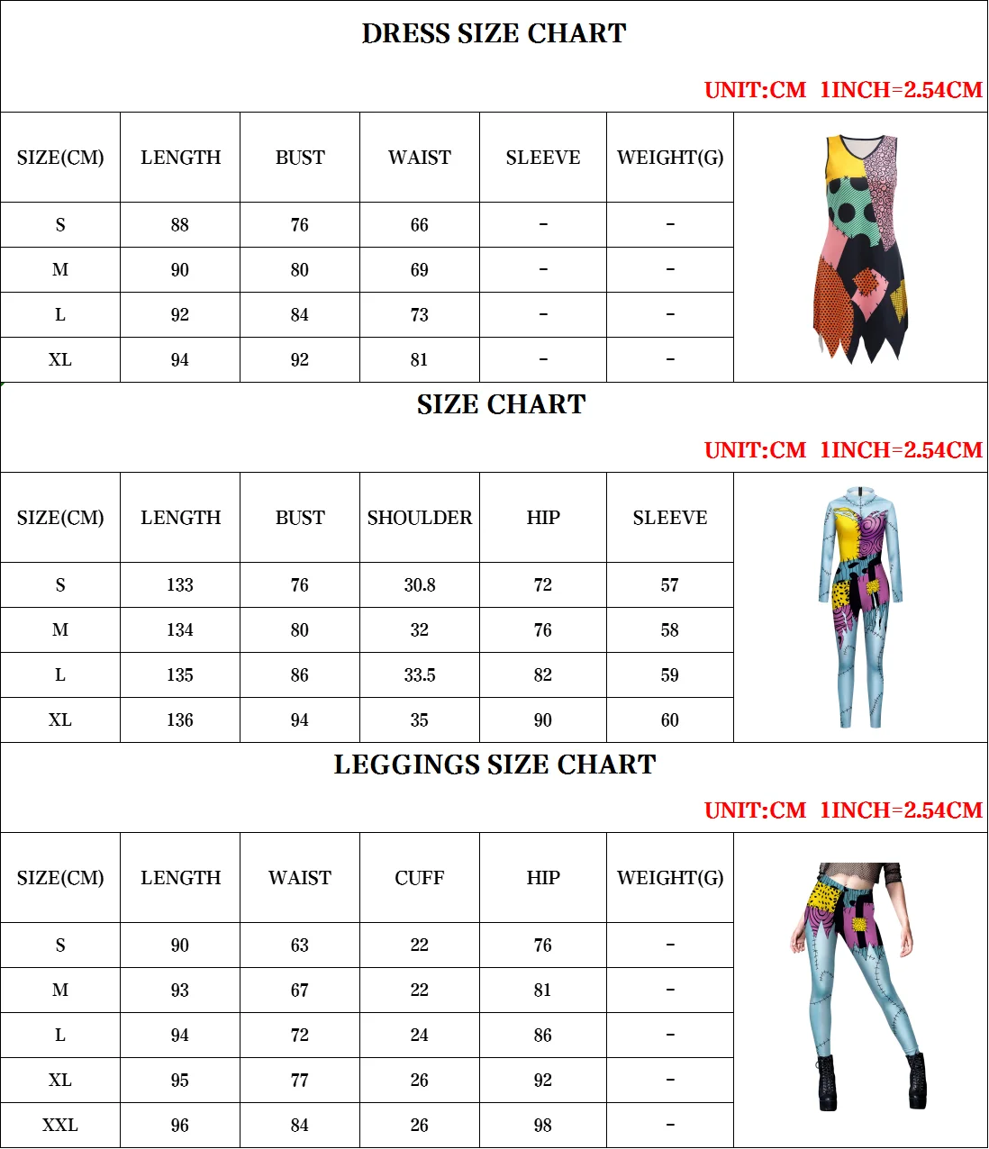 Halloween Kostuum Sally Suits Jurken Leggings Cosplay Film Nachtmerrie Kerst Vermomming Party Woman Zentai Bodysuit