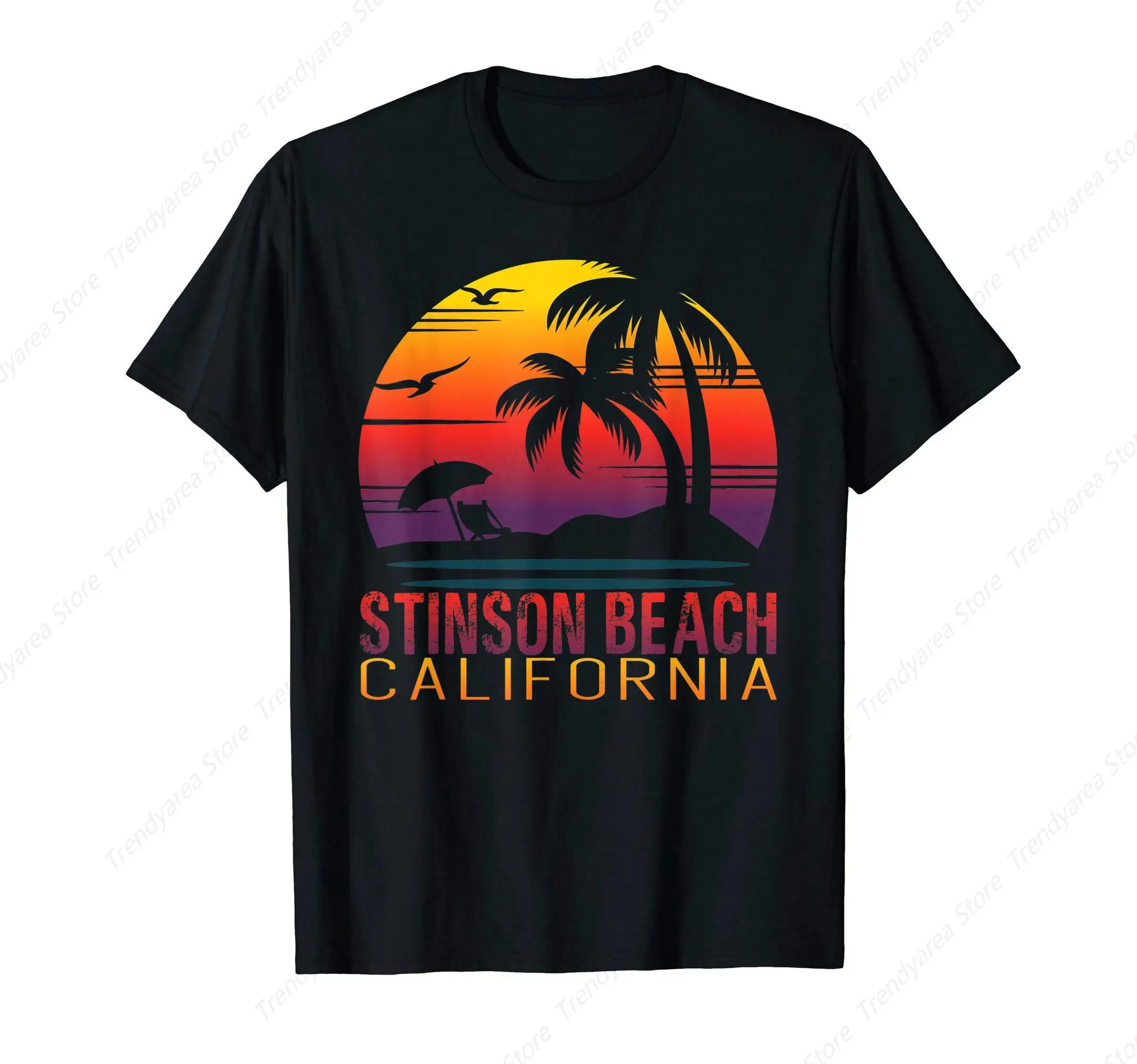 Retro Sunset Stinson Beach California Summer Vacation Gift T-Shirt