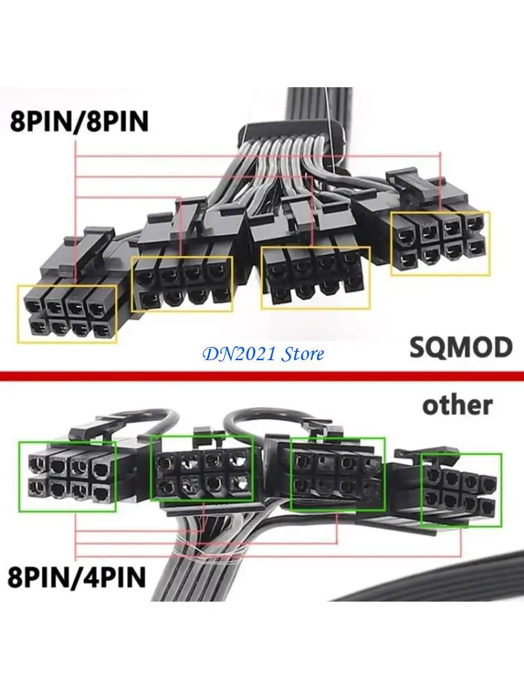 F3KE Graphics Card Extension Cable 12VHPWR PCIE5.0 8Pins to 16Pin 12+4P Connector