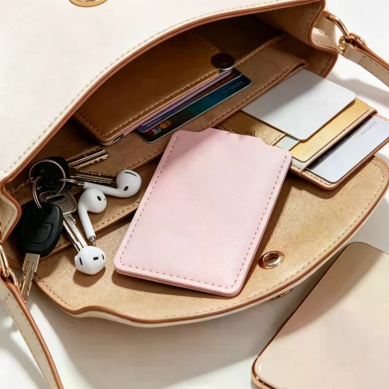 Portable Travel Card Pocket Makeup Mirror, Stainless Steel Unbreakable Compact Cosmetic Hand Mirror For Women Daily Use