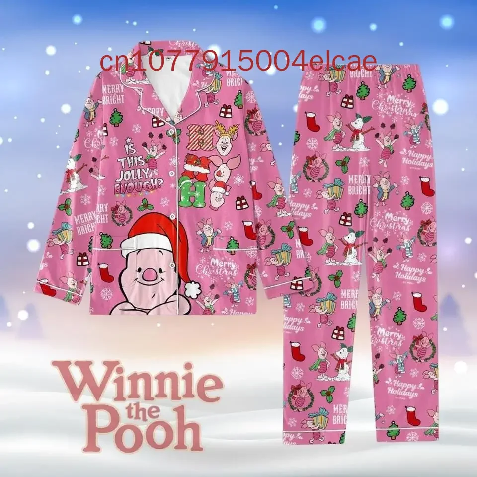 Winnie The Pooh Piglet  Pajama Set 3D Printed Disney Casual Men's and Women's Long Sleeve Shirt Pajama Set