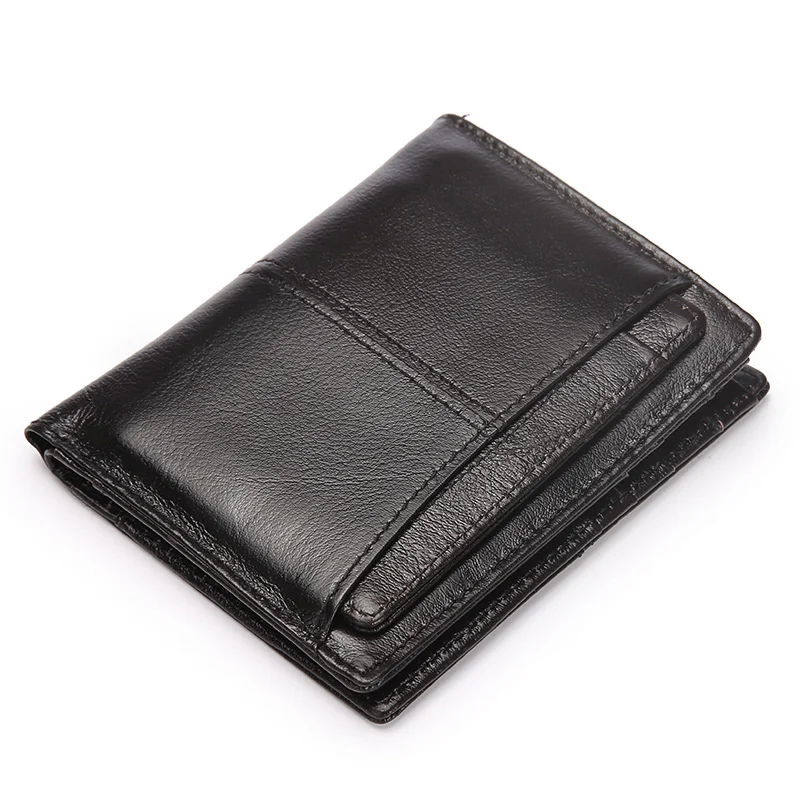 

Men Oil Wax Cowhide Bifold Wallet Small Clutch Money Bag Coin Pocket ID Credit Card Holder Male Genuine Leather Short Purse