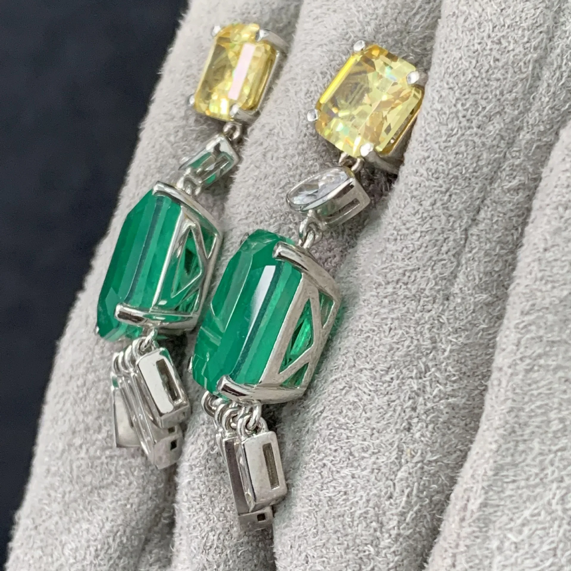 WUIHA 100% 925 Sterling Silver Asscher Cut Citrine Emerald Lab Sapphire Gemstones Drop Dangle Earrings Anniversary Fine Jewelry image 5