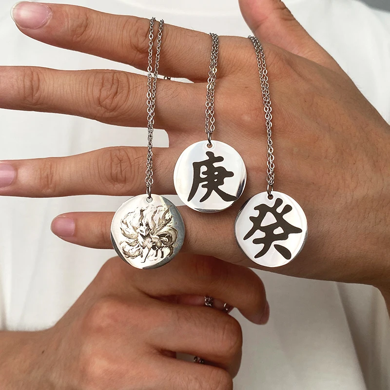 

Fashion Custom Carving Text Chinese Character Picture Necklace Stainless Steel Personalized Pattern Photo Pet Pendant Necklace