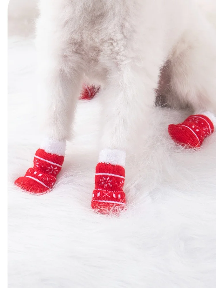 

Pets Dogs Socks Winter Dog Shoes Anti-Slip Knit Socks Puppy Cat Shoes Chihuahua Thick Warm Paw Protector Dog Bootie 24 Colors