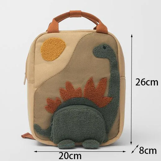 Personalizado bordado pequeno dinossauro mochila mochila personalizado bordado Cartoon lona jardim de infância crianças mochila