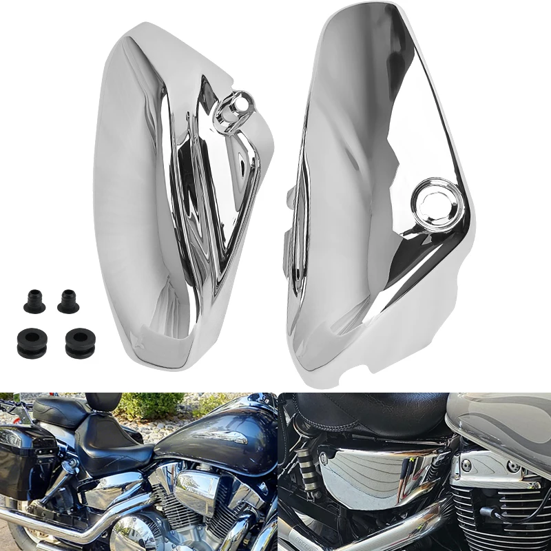 

Chrome Motorcycle Fairing Battery Side Cover Protector Guard For Suzuki Boulevard Voluisa C50 VL400 VL800 2001-2017