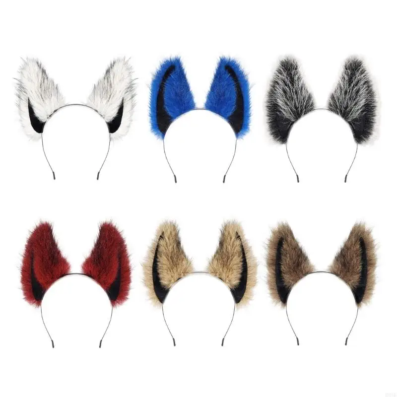 

B95F Cats Foxes Faux Furs Ear Headband Animal Ear Hairband for Halloween Cosplay