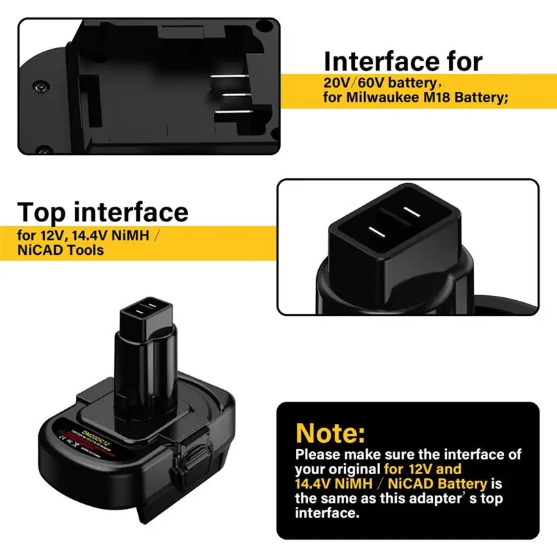 AA08-Battery Adapter For 20V Or For 18V Li- Battery Convert To For 12V/14.4V Ni-MH Power Tool