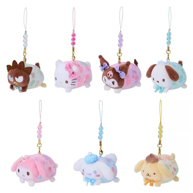 

10cm Cute Cartoon Sanrio Candy Series Kuromi My Melody Cinnamoroll Hello Kitty Pochacco Plush Doll Keychain Bag Pendant Toy Gift