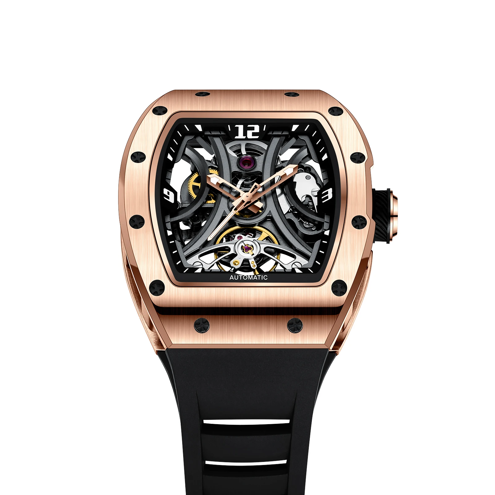 Men's Watch Business Leather Strap Reloj Hollow out Mechanical Automatic Wristwatch Waterproof Luminous Watch For Man