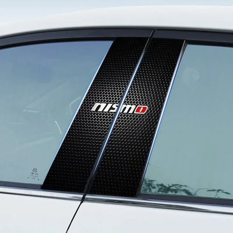 2Pcs Car B-Pillar Center Column PET Decals Emblem 3D Stickers Car Styling For Nissan Nismo Emblem GTR Tiida Sylphy Teana X-trail