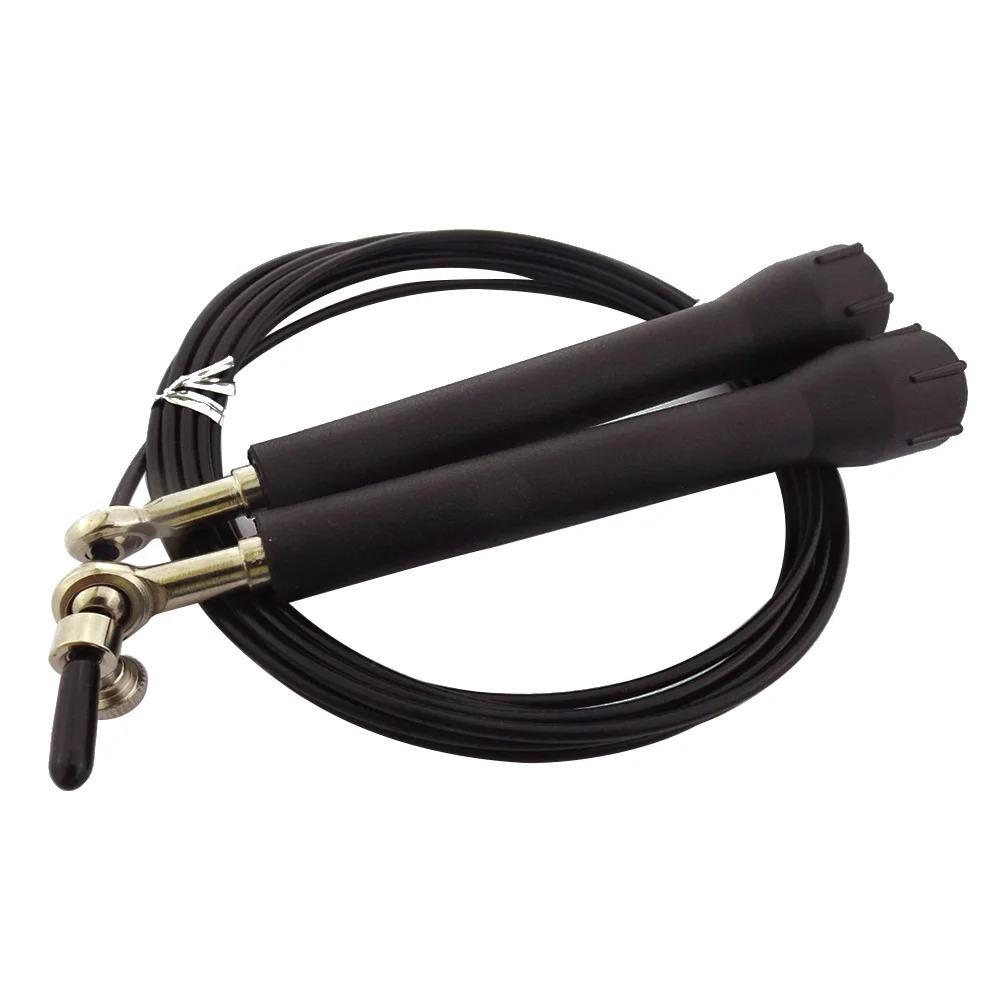 Jump Rope Adjustable High Skipping Cable Ball Bearings Anti-Slip Handles for Training Gym Workout (Black)