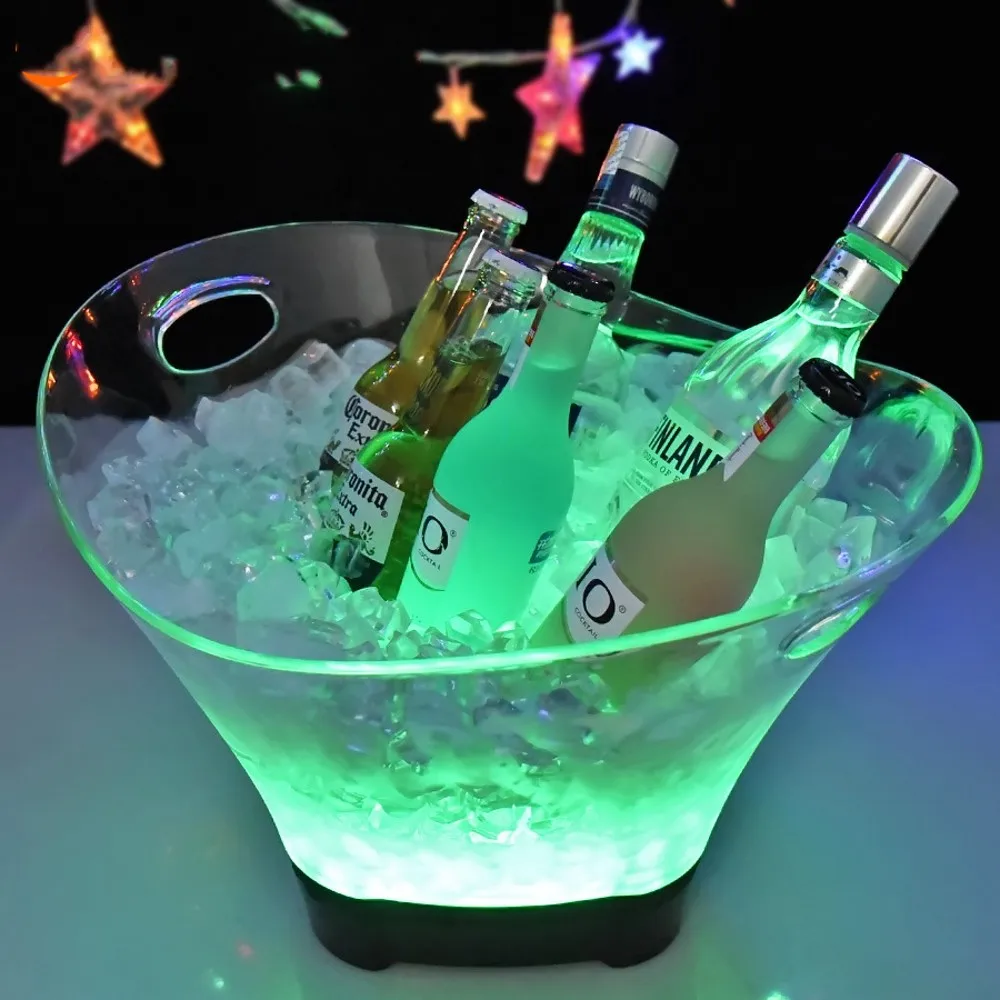 Imagem -04 - Led Carregável Balde de Gelo para Boate Champanhe Cerveja Vinho Cooler Drink Bottle Holder Mudança de Cor Ice Tub Bar Novo Estilo 12l