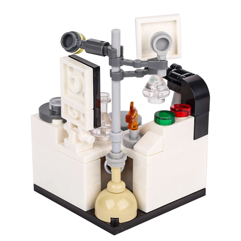 MOC City Laboratory Building Kit - Hospital Operation Platform Workbench with Microscope, Beaker, and Bricks