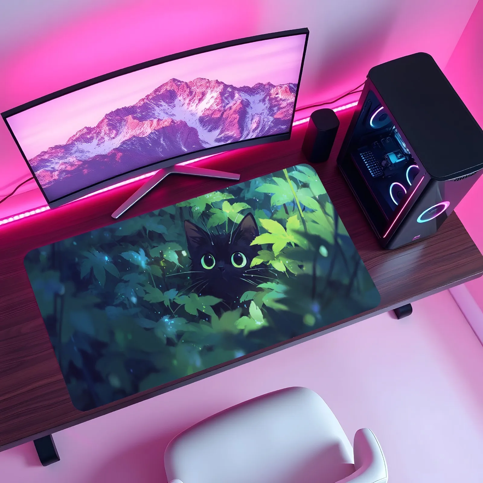 Tapete de Mesa Gamer Black Cat - Desk Setup Art avaliação e preço