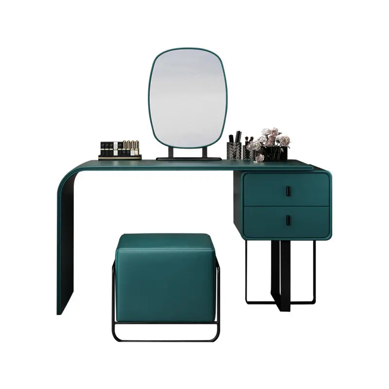 

YJQ Italian Light Luxury Dressing Table Modern Simple Bedroom Retractable Dressing Table Minimalist Leather