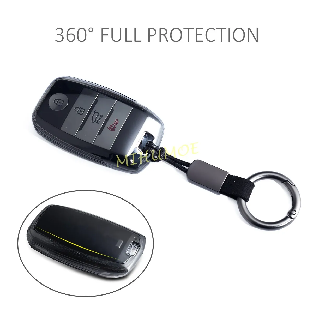 Black Transparent Car Key Fob Case Cover Keychain For Kia Optima Soul Sportage Grand Sorento Niro Sedona Carnival Accessories