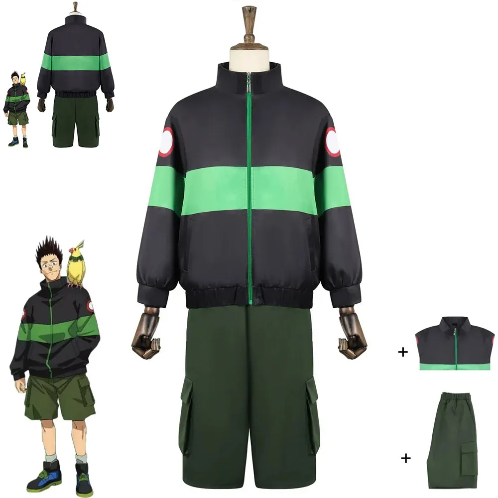 

Anime Sakamoto Days Heisuke Mashimo Cosplay Costume Black Coat Military Green Pants Uniform Halloween Carnival Party Dress Up