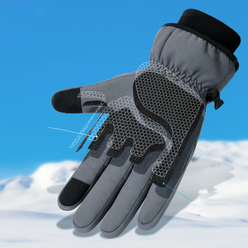 

Men Winter Ski Gloves Outdoor Sports Cycling Running Motorcycle Touch Screen Fleece Gloves Non-slip Waterproof Warm Full Finger