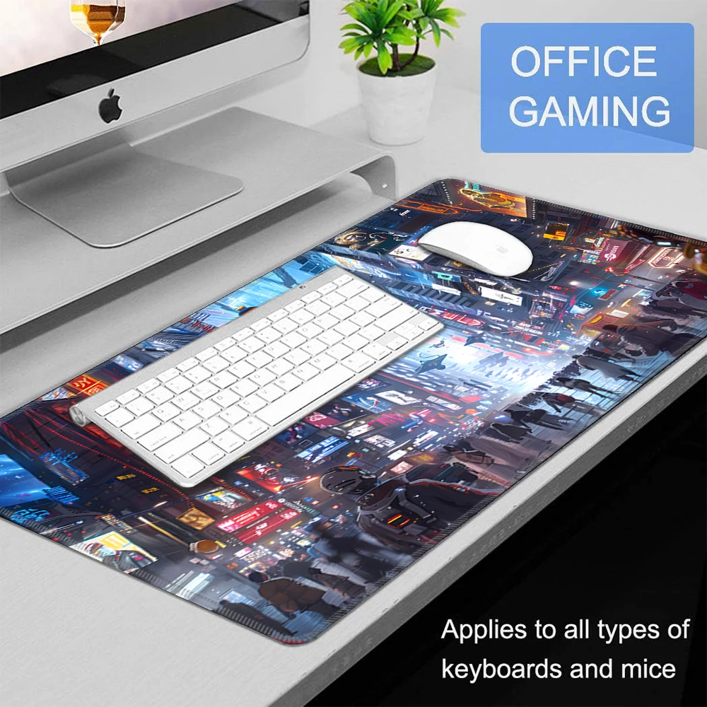 Cyber Punks Keyboard Pads Large Gaming Mouse Pad Anime Rubber Mat Cool Deskmat Desk Protector Mousepad Gamer Pc Accessories S24