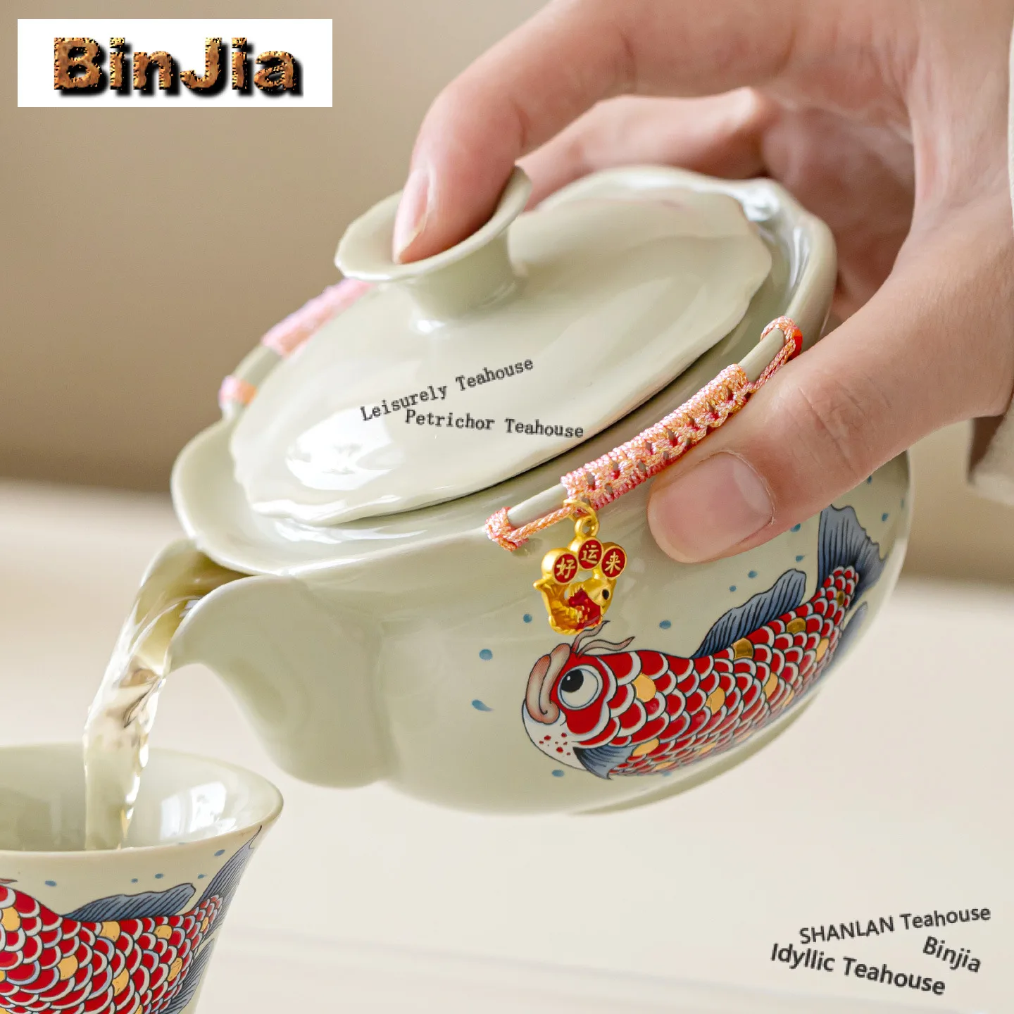 

Plant Ash Treasure Bottle Travel Tea Set Kit Boutique Gold Fish 1 Pot 3 Cups Tea Making Organizer Portable Camping Stock Bags