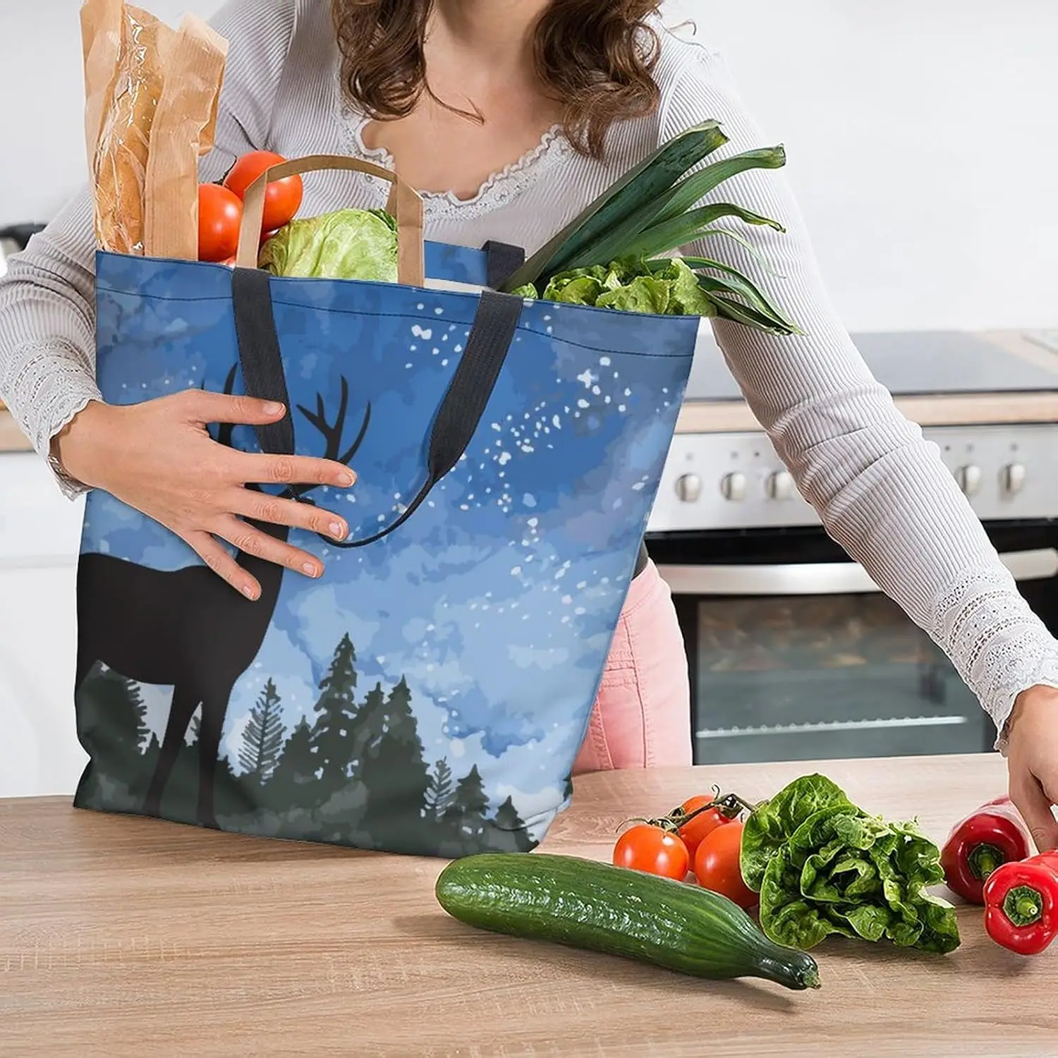 Bolso de mano de lona para mujer, bolso de hombro informal grande, bolso reutilizable para compras en la playa, bolsa de comestibles para exteriores