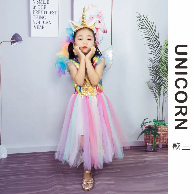 Cute Unicorn Princess Costumes Suit Girls Festival Party Costume Cosplay Cartoon Animation Show Outfit Dress Clothes puntelli