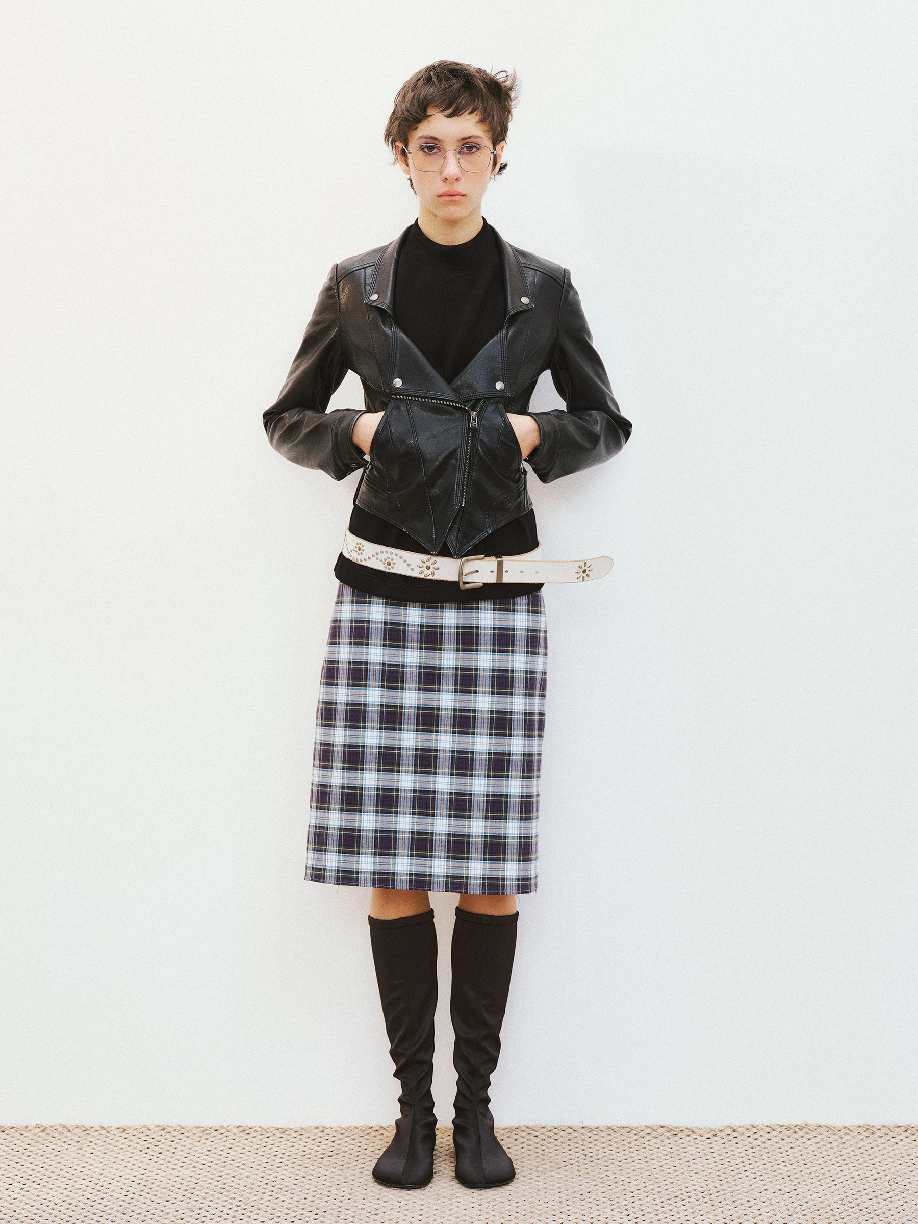 VERMO Classic Retro Plaid H-Shape Cut Low Waist  Skirt for Women Cotton Straight Leg Spring Summer Fashion Ladies Skirts