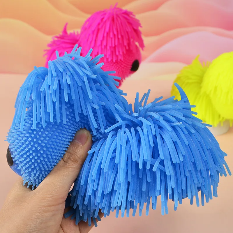 Shaggy Dog Squishy Toy Soft Glue Kawaii  Squeezable Stress Reliever Pets Colorful Small Toys Easy and Convenient Cute Gifts