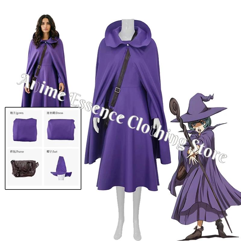 

Anime Cosplay Berserk Schierke Dress Cloak with Hat Bag Costume Halloween Party Masquerade Suits for Women Girls