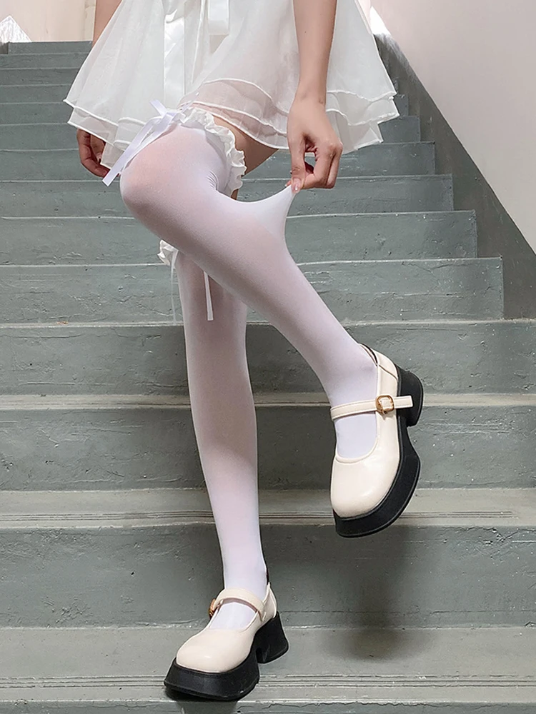 1/3 ペア女性バレエスタイルロングソックスロリータ JK レースの弓夏薄型通気性ソフト快適なニーソックス