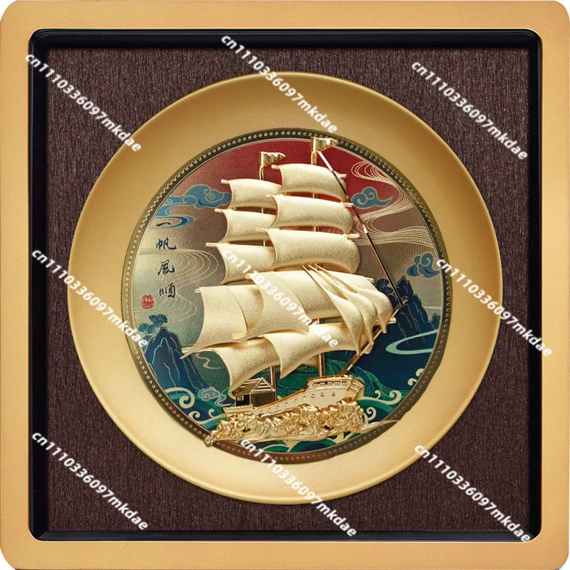 Golden arowana ornament lucky gold foil painting, housewarming new home moving living room office company opening gift